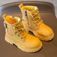 thumbnail image 2 of KPOPLK Toddler Girls Combat Boots Side Zipper Lace Up Boots Girls Non-Slip Sole Casual Boots(10.5,Yellow), 2 of 7