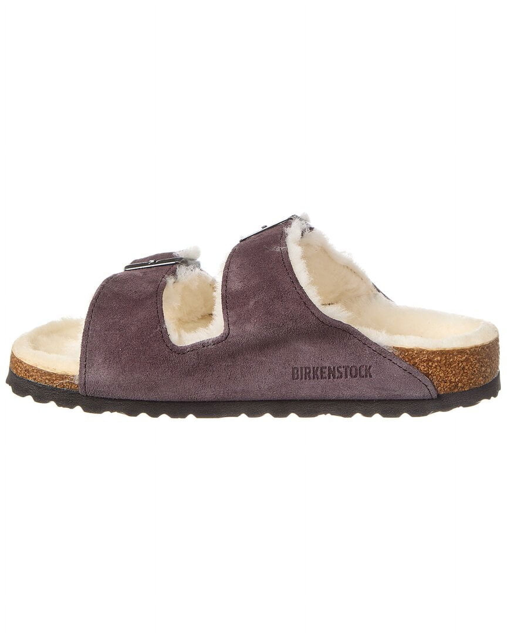 Birkenstock Arizona Narrow Suede & Shearling Sandal, 38, Grey