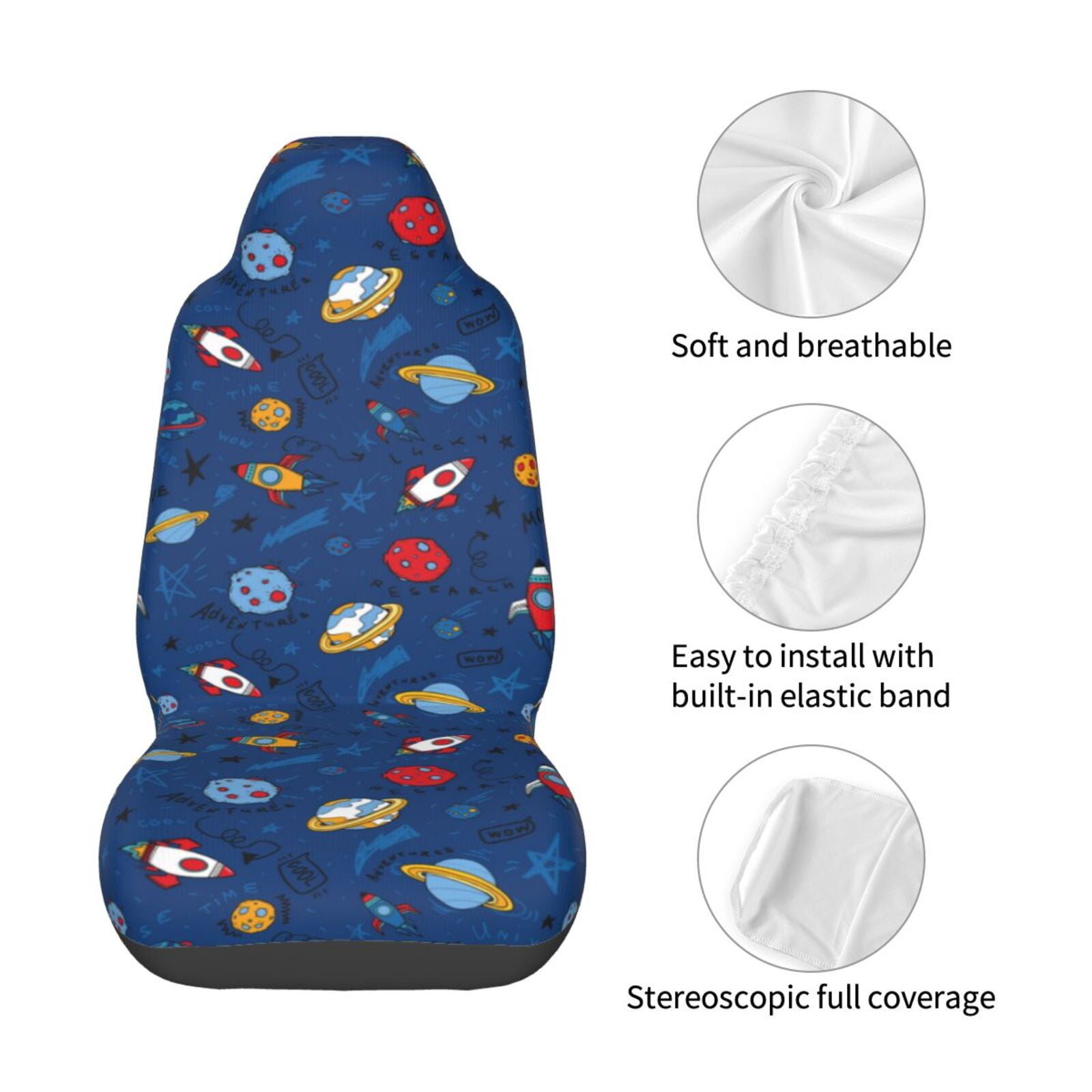 Naloa Space Car Seat Covers Universal Front Seat Coves for Car Accessories ,Padded Car Covers for Automotive, SUV, Truck, and Van