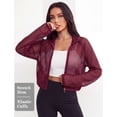 thumbnail image 4 of FEOYA Summer Cropped Bomber Jacket Women Mesh Sheer Jackets Lightweight Long Sleeve Zip Up Jacket With Pocket XS Burgundy, 4 of 7