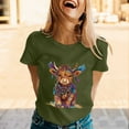 thumbnail image 2 of Womens Crewneck Tops Carnival Highland Cattle Printed Casual Loose T Shirts Short SLeeve Spring Summer Fashion Basic Blouses, 2 of 5