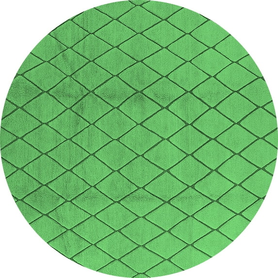 Ahgly Company Indoor Round Oriental Emerald Green Industrial Area Rugs, 3' Round