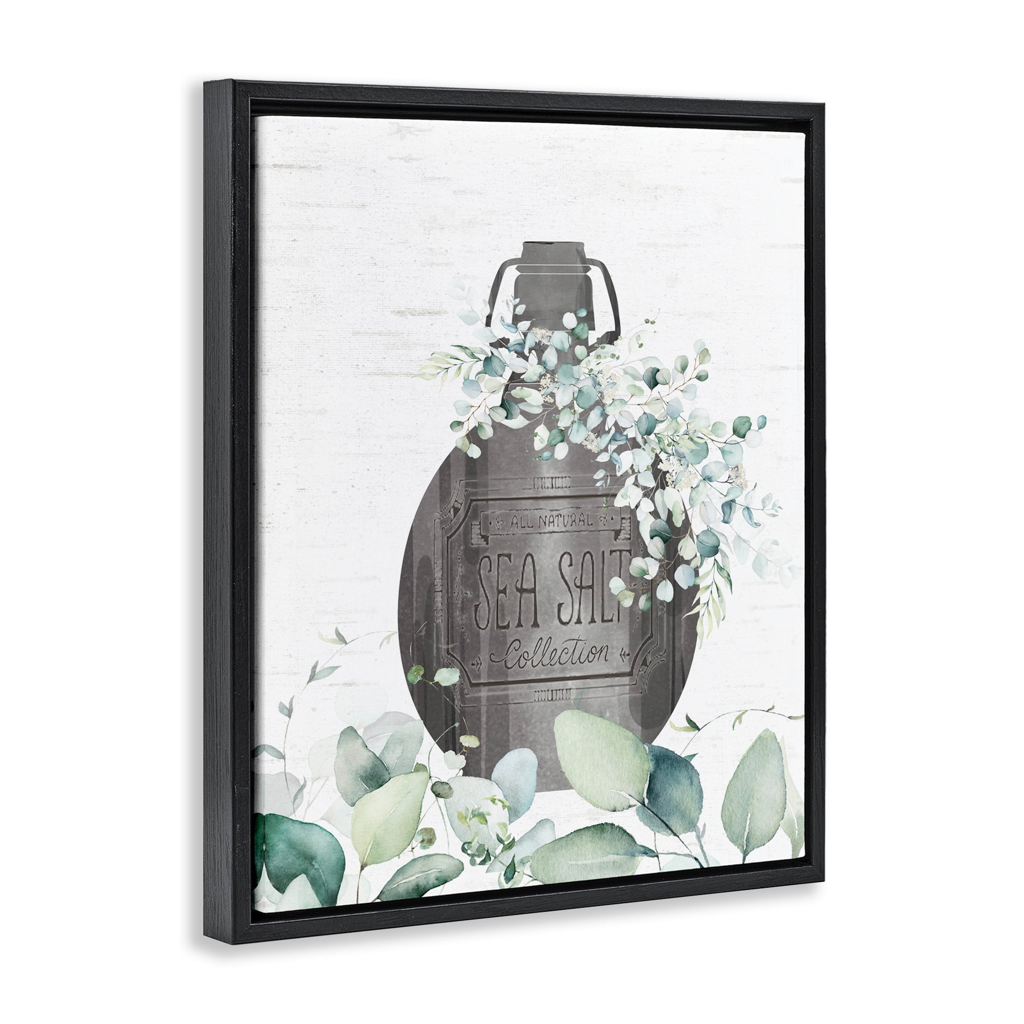 Sea Salt Collection Bottle Black Framed Floater Canvas Wall Art, design by Lettered and Lined