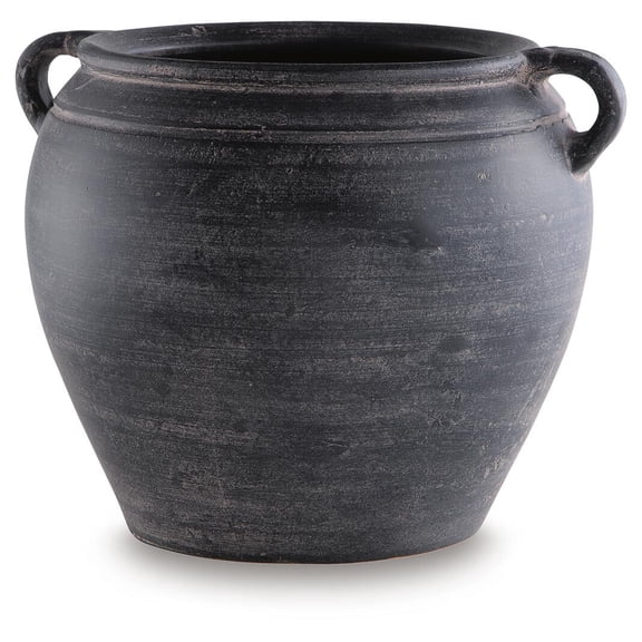 Signature Design by Ashley Meadie 9.5" Vase, Distressed Black Terra Cotta