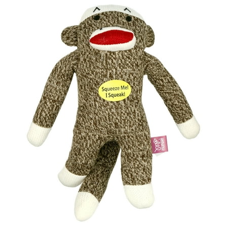 Multipet Sock Monkey Plush Dog Toy with Squeaker