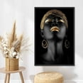 thumbnail image 5 of Abstract Art Canvas, African Woman Canvas, Gold Lip Art, African Canvas, Ethnic Artwork, African Gold Lip Printed, Black Woman Printed, Canvas Wall Decor - Black Framed, 5 of 6