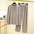 thumbnail image 3 of Yuyuzo Ensemble de Pyjama pour Femmes 2 Pcs Col Rond Manches Longues Chandail-Over Haut Vêtements de Nuit Pantalon Grand Ensembles de Détente, 3 of 3