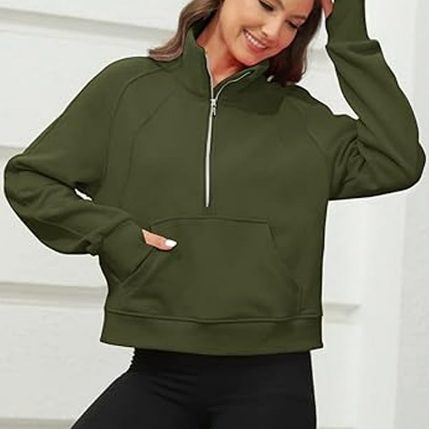 Suéter De Cuello Alto Con Cremallera Completa Para Hombre - 100% Poliéster, Manga Larga Y Bolsillos