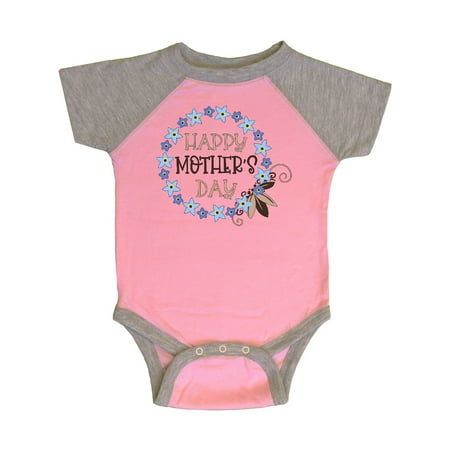 

Inktastic Happy Mother s Day Blue Forget-Me-Not Flower Wreath Gift Baby Boy or Baby Girl Bodysuit