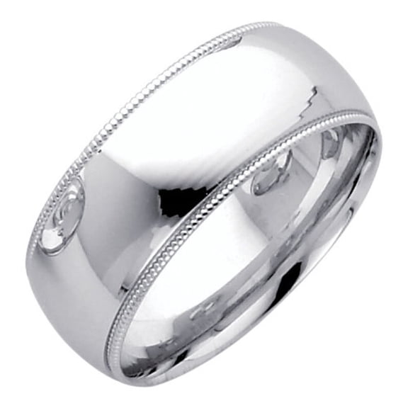 Pompeii 8mm Platinum Milgrain Wedding Band (,)