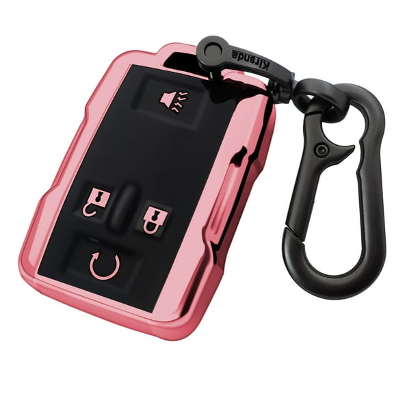for GMC Key fob Cover case with Keychain,Soft TPU Key Shell/Skin,4-Buttons fit Chevy Colorado Silverado Suburban Tahoe Silverado Remote Key Vehicle Accessories