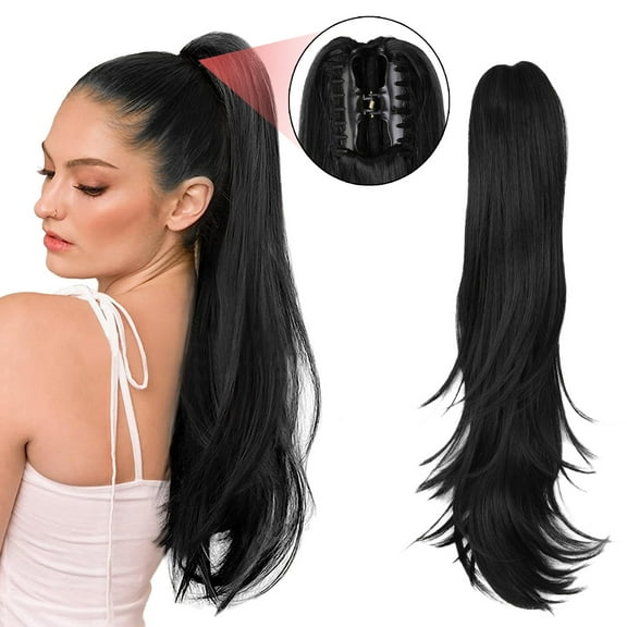 Hair Extension Ponytail Long Clip Synthetic Wavy Straight Hairpieces for Daily Use Women’s Ponytail Wig