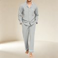 thumbnail image 2 of Iaqnaocc Mens Pajamas Set Soft Comfort Two Piece Set Long Sleeve Button Down Shirts and Pants Breathable Pjs Sets Light Gray XL, 2 of 6