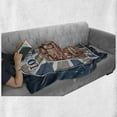 thumbnail image 6 of Vintage Soft Flannel Fleece Blanket, Emblem with English Bus on Grunge Background Retro Hand Drawn Sketchy Artwork, Cozy Plush for Indoor and Outdoor Use, 60" x 80", Blue Red Beige, by Ambesonne, 6 of 6
