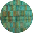 thumbnail image 1 of Ahgly Company Machine Washable Indoor Round Abstract Turquoise Blue Contemporary Area Rugs, 6' Round, 1 of 4
