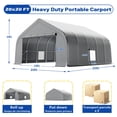 thumbnail image 6 of Richryce 20x20 ft Carport, Heavy Duty 2 Carports and Shelters with Sides andGalvanized Steel Frame , Fits 2 Cars, Boat, Farm Equipment, Silver Gray, 6 of 10