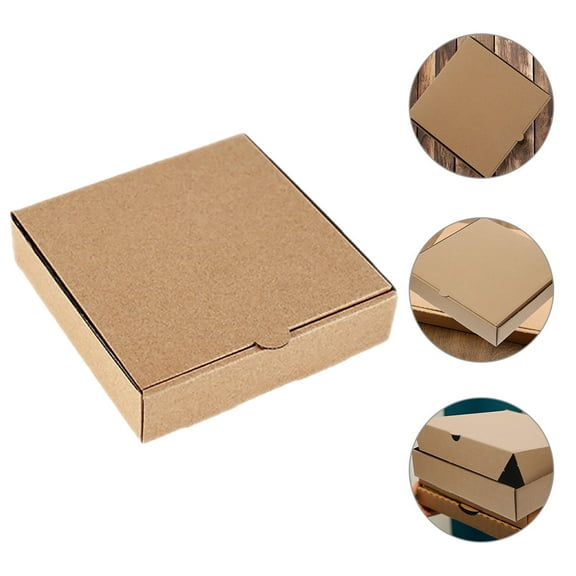 Mini Pizza Boxes for Party Favors - 10pcs Square Cardboard Pizza Box Kraft Pizza Storage Container for Cookies, Pies, and Crafts