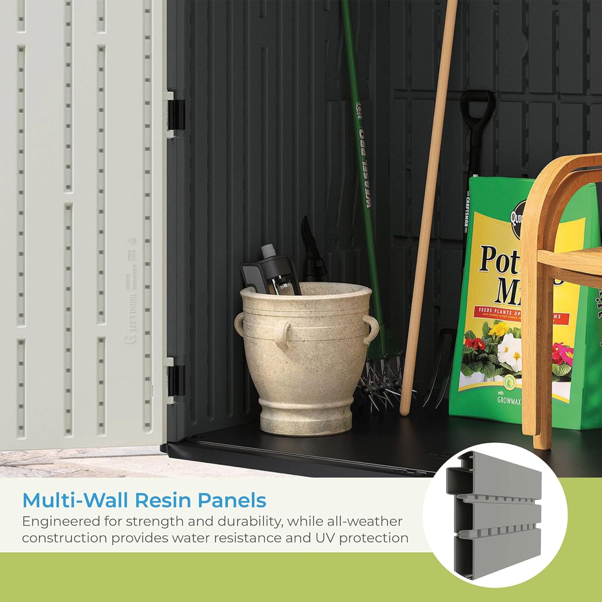 Suncast Extra-Large Vertical Storage Shed, All-Weather Outdoor Backyard Unit, Gray