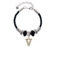 thumbnail image 2 of Delight Jewelry Goldtone Crystal Initial - V - Lil Sister Celtic Knot Leather Bead Bracelet, 7"+2" Extender, 2 of 4