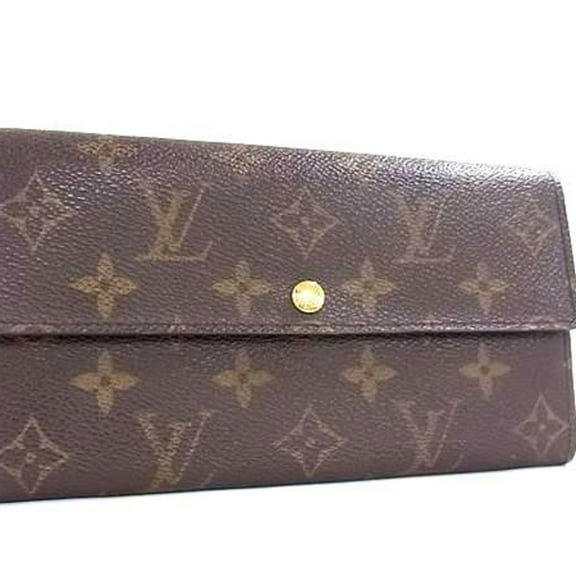Pre-Owned LOUIS VUITTON Monogram Pochette Porte Monnaie Credit Long Wallet M61725 Brown Leather...