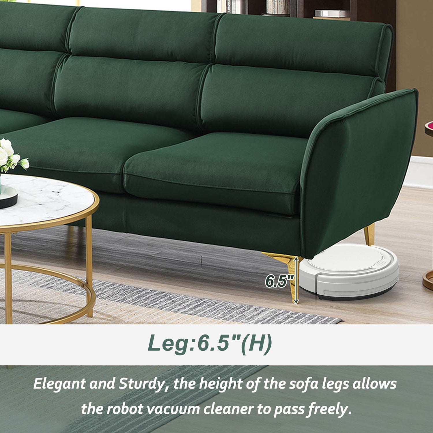Kadyn 111 " Convertible Sectional Sofa Couch, Flannel L Shape Furniture Couch with Chaise Left/Right Handed Chaise, Modern Fabric Sofa for Apartment, Green Kadyn 111 " Convertible Sectional Sofa Couch, Flannel L Shape Furniture Couch with Chaise Left/Right Handed Chaise, Modern Fabric Sofa for Apartment, Green