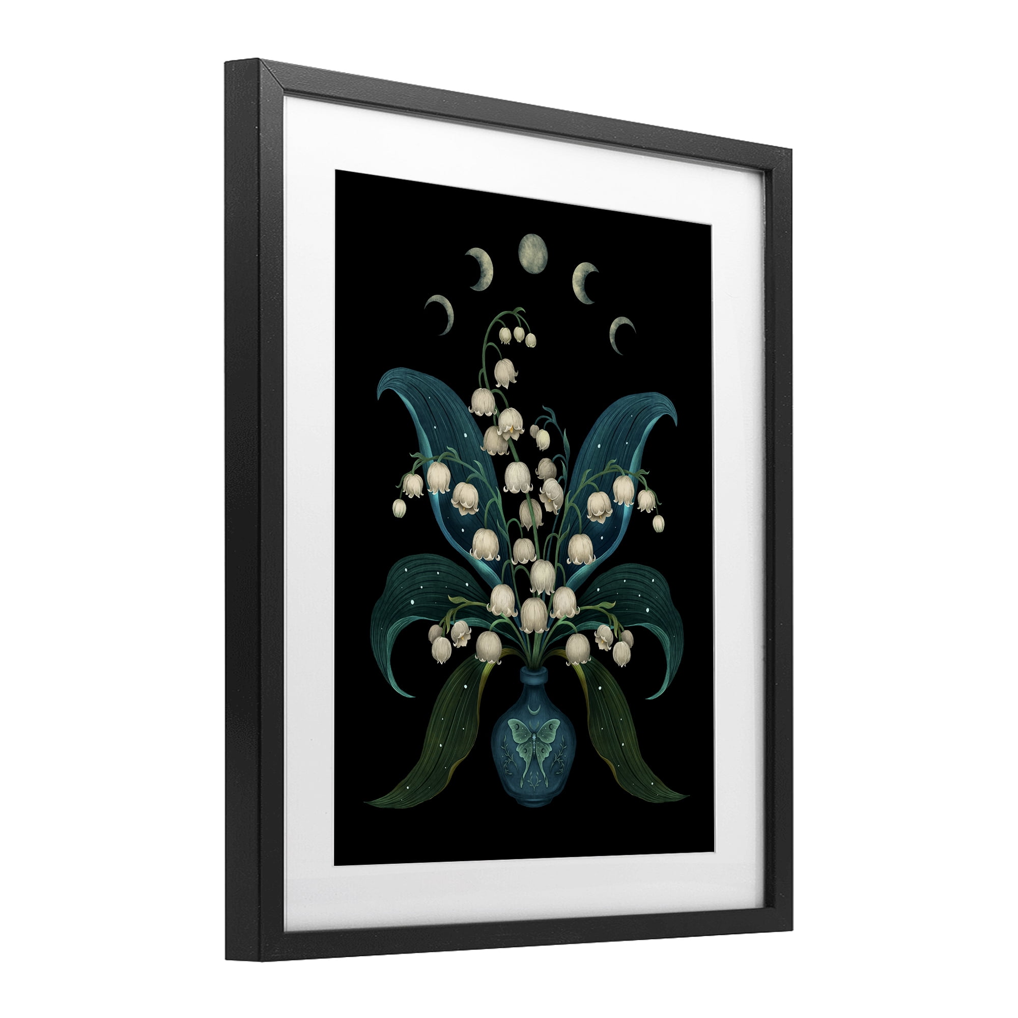 Stupell Industries Lunar Lily Of Valley Black Framed Print Under Glass, design by Episodic Drawings