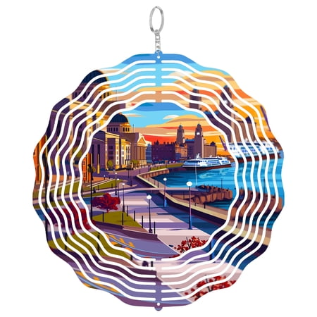 Liverpool Docks 3D Wind Spinner Laser Cut Metal Hanging Ornament Patio Decor UK Music City Gift