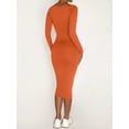 thumbnail image 4 of Arvbitana Women's Bodycon Long Dress Solid Color Long Sleeve Slim Midi Dress U-neck Wrap Hip Cocktail Dress for Party Club Streetwear, 4 of 8
