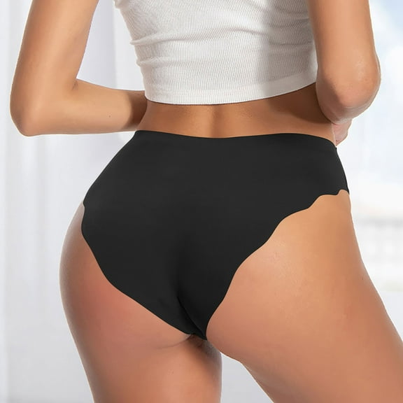 uublik Seamless Briefs for Women Black Soft Breathable Seamless Brief Satin Ladies Panties
