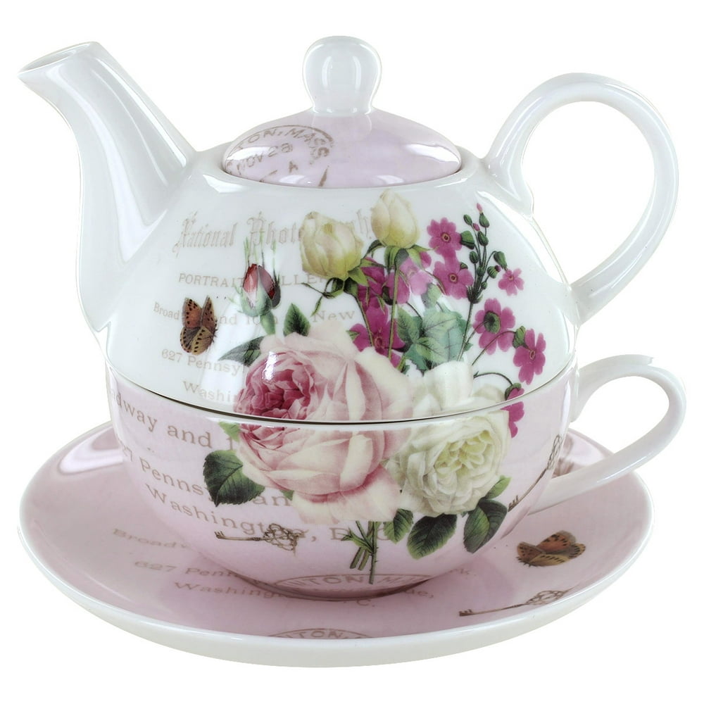 Botanical Pink Garden Porcelain Tea for One Set