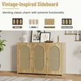 thumbnail image 5 of TREXM Retro 3-Door Sideboard with Large Storage Space Artificial Rattan Doors and Metal Handles, Accent Cabinet for Living Room and Hallway (Natural Wood), 5 of 9