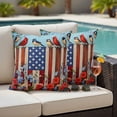 thumbnail image 4 of Independence Day Outdoor Waterproof Pillow Covers, 4th of July Bird USA Flag Flower Bird Decorative Square Throw Pillowcase Sofa Cushion Sham for Patio/Couch/Chair, 16"x16" 2 Pack, 4 of 8