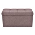 thumbnail image 3 of Costway Folding Rect Ottoman Bench Storage Stool Box Footrest Furniture Decor Brown, 3 of 7