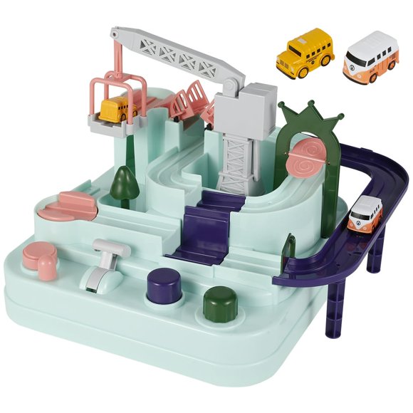Race Tracks for Kids 4 Button 8+ Challenges Hand-eye Coordination Ability Training Logical Thinking Cultivation Car Toy Adventure Gift for 3+ Boys Girls
