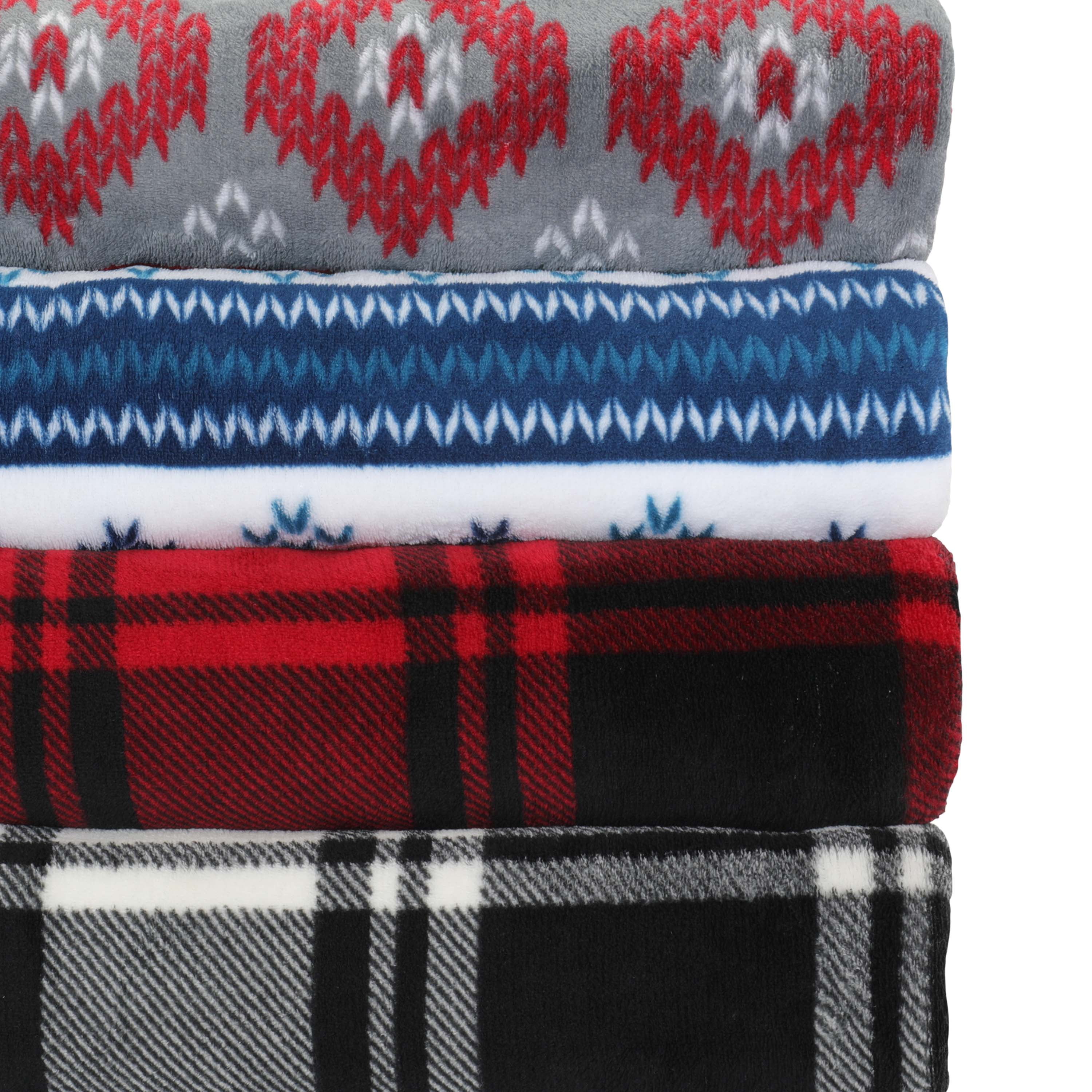 Mainstays Giant Oversized Plush Throw Blanket, 60" x 72", Red Plaid