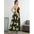thumbnail image 3 of LA LEELA Women's Casual Slit Maxi Strapless Dresses Summer Tube Dress One Size Black, Floral, 3 of 5