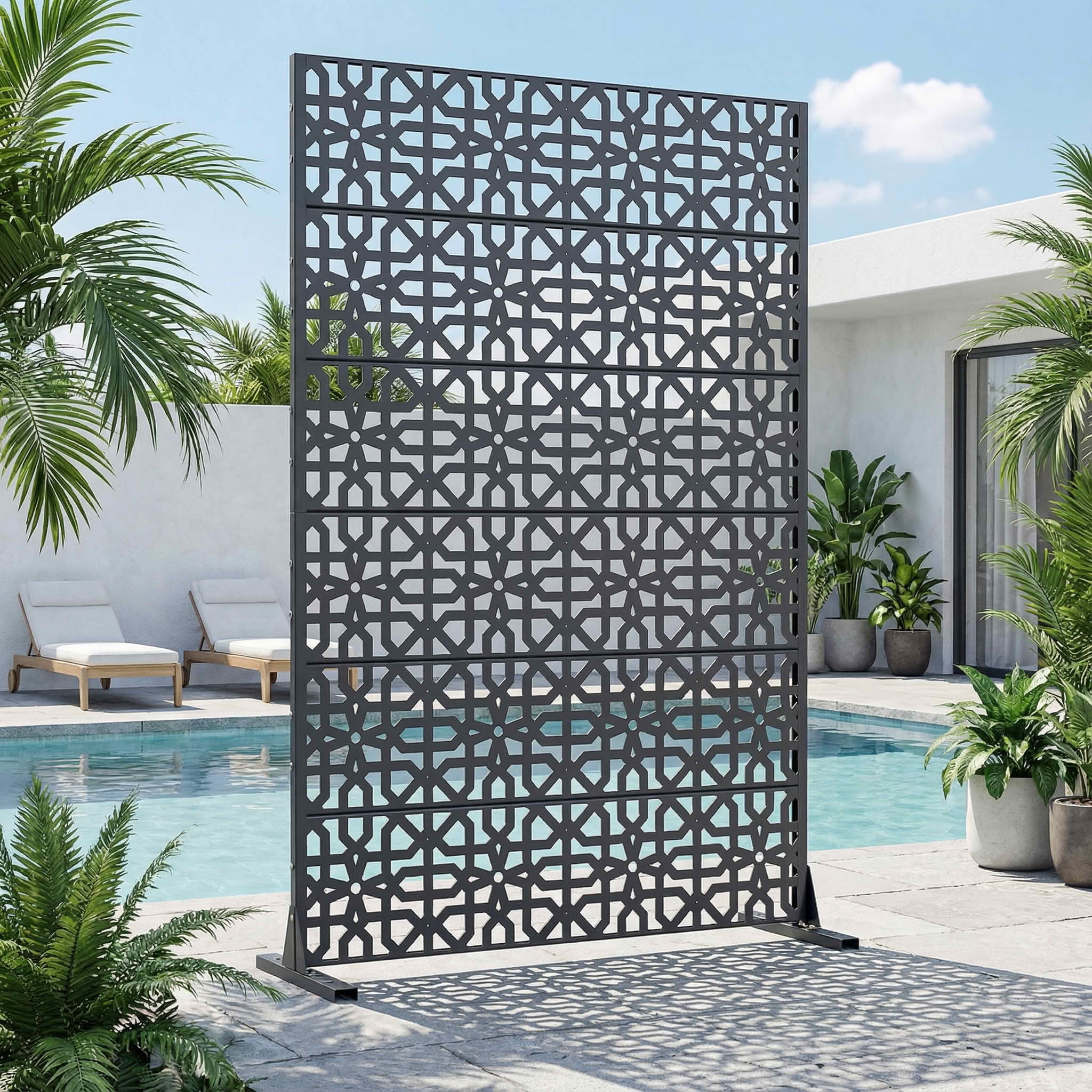 MAYEERTY 72x47 Gray Outdoor Natural Privacy Panel Screen, 6 Piece Set Natural Folding Divider for Backyard and Garden