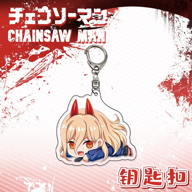 LLavero de motosierra de Anime para hombre, llavero acrílico de doble cara, Makima Denji Pochita Power Angel, colgante para bolso, colección de fanáticos