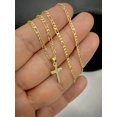 thumbnail image 6 of Small Cross Necklace Pendant CZ 14K Gold Filled Womens Kids Crucifix Figaro Chain 17x10, 6 of 10