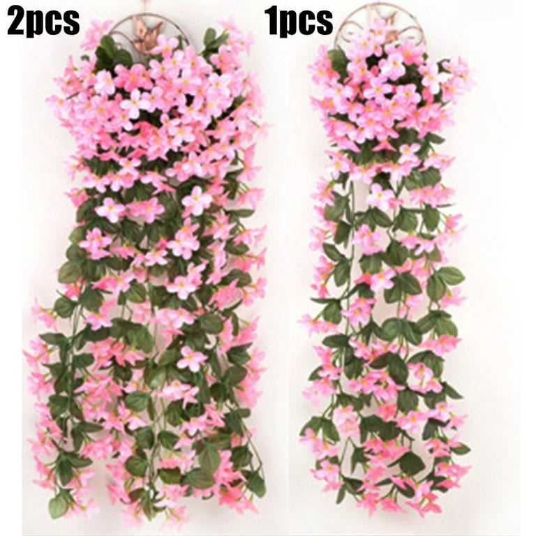 2Pcs Artificial Wisteria Flowers Nice-looking Decorative Vivid Fake Vine  Plant Cloth Flowers