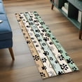 thumbnail image 4 of Teal Brown Paw Print Runner Rug 2x6 FT,Non Slip Hallway Rugs,Vintage Farmhouse Wooden Grain Washable Soft Floor Carpet Throw Runner Carpet Long Rugs for Entryway Kitchen Bedside Sliding Door, 4 of 8