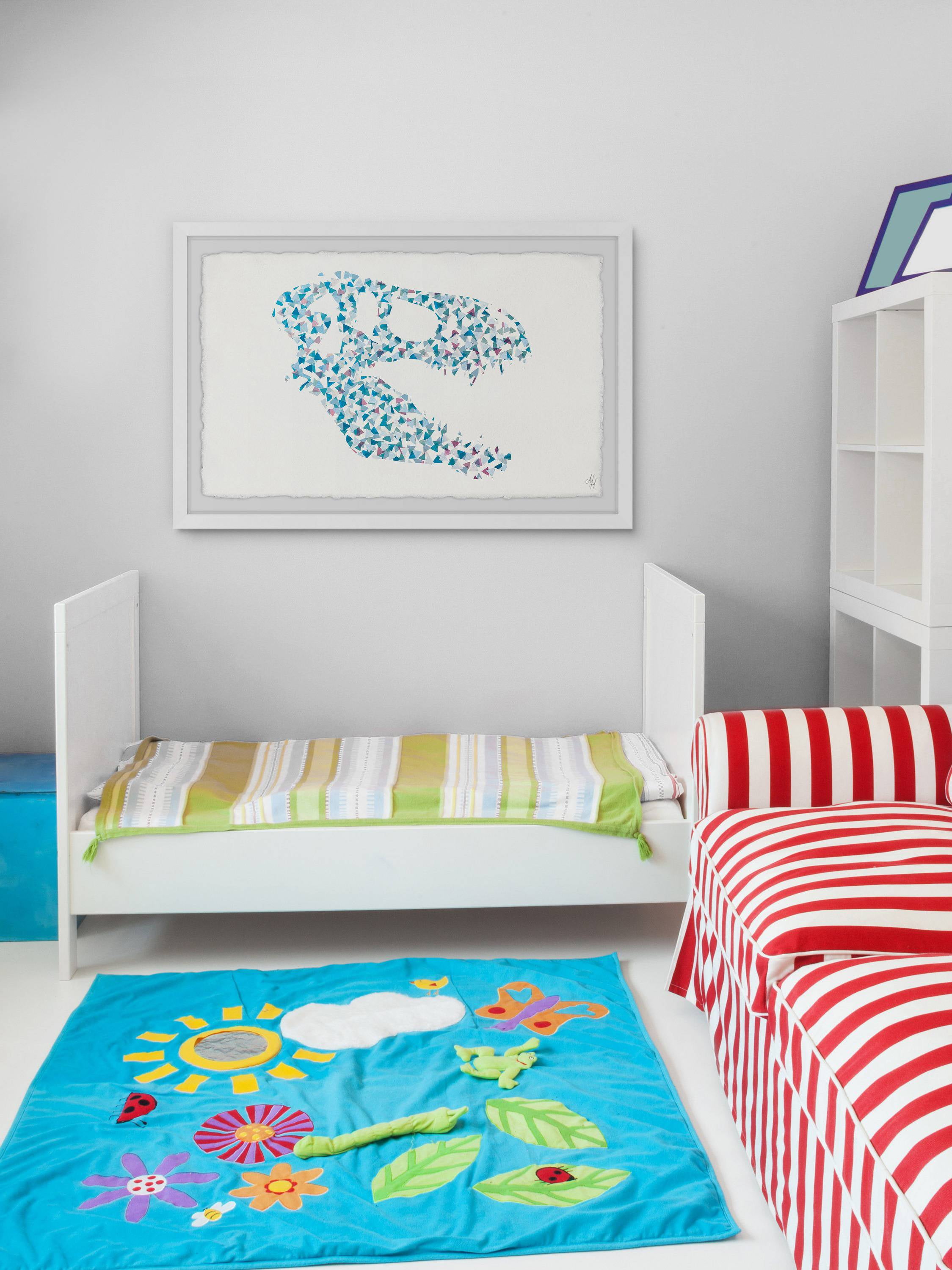 Marmont Hill Patterned Dino Skull Framed Wall Art, 30.00" x 1.50"
