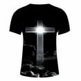 thumbnail image 5 of DeHolifer Men T Shirt Short Sleeve Cross Printed Crewneck Casual Tee T Shirt Loose Fashion Blouse Tops Gray 2XL, 5 of 5
