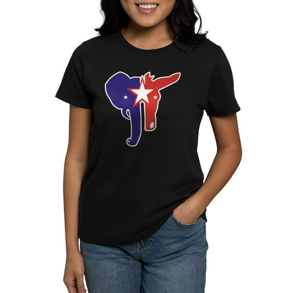 CafePress - Republican Democrat Women's Dark T Shirt - Women's Traditional Fit Dark T-Shirt