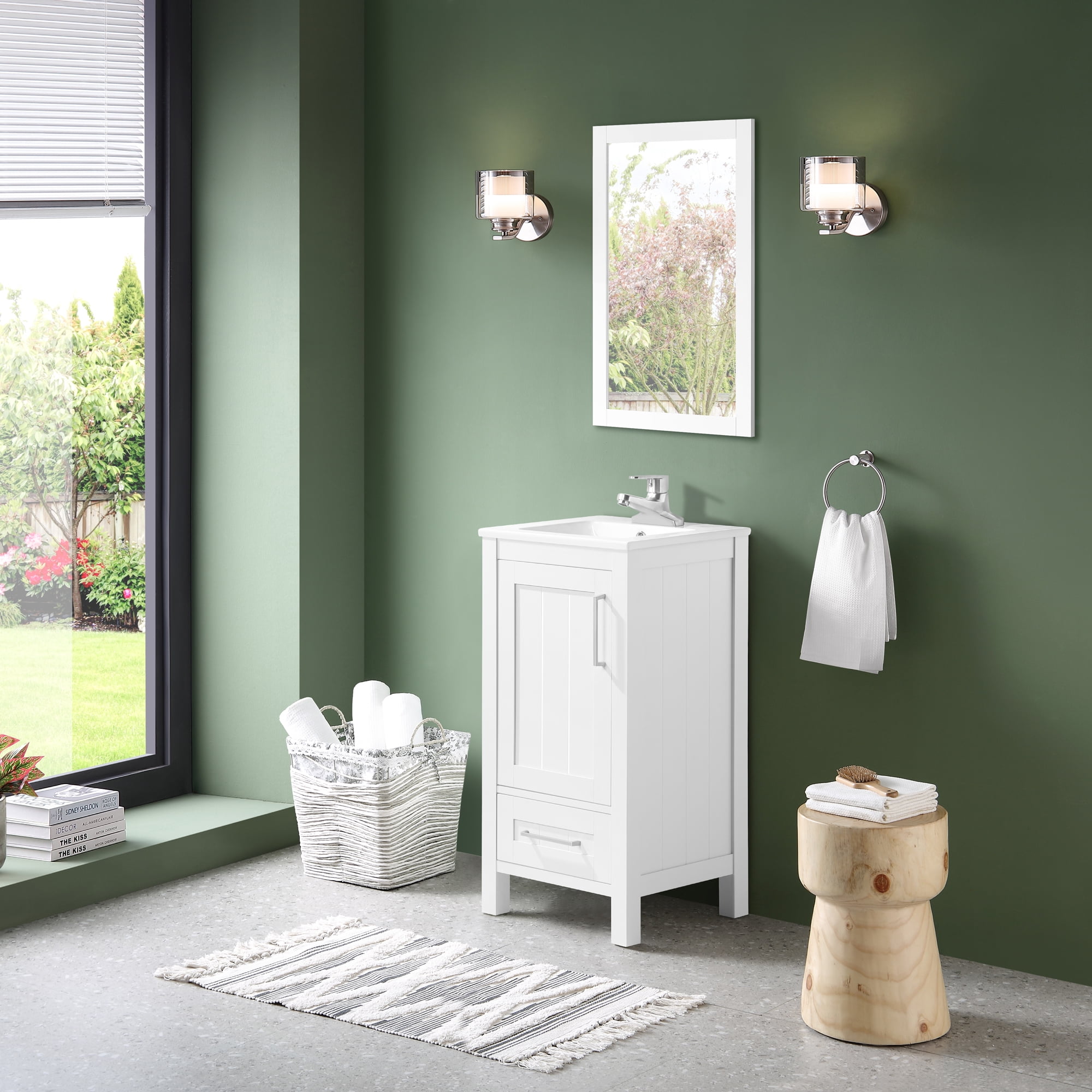 Ove Decors Kansas 18 W x 16" D Freestanding Bathroom Vanity with Sink, Pure White