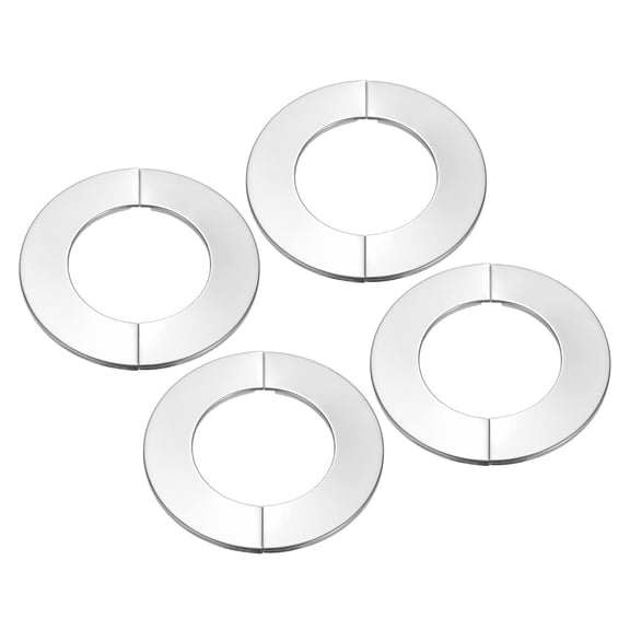 Uxcell Wall Split Flange 3.7" (93mm), Stainless Steel Round Self-Adhesive Escutcheon Plate, Silver 4 Pcs