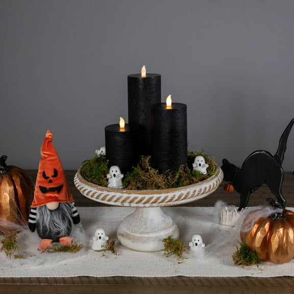 Northlight Black LED Flameless Flickering Wax Pillar Halloween Candles - 8" - Set of 3