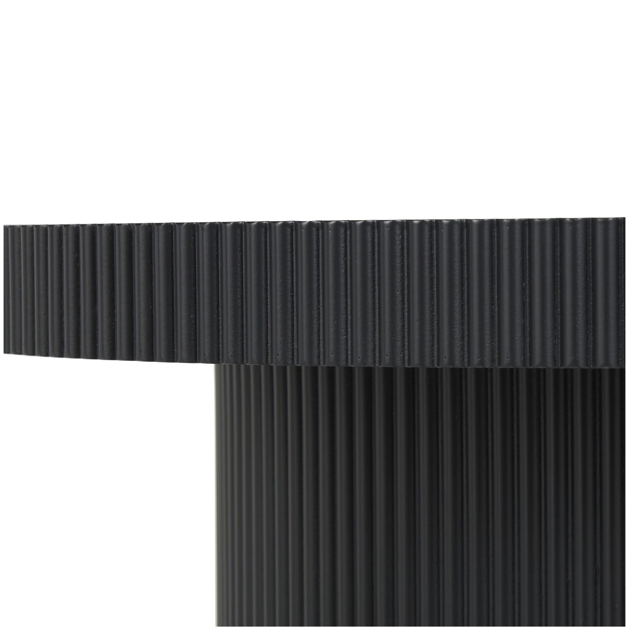 DecMode 36" x 16" Black Wooden Dimensional Ribbed Coffee Table, 1-Piece