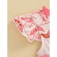 thumbnail image 6 of BemeyourBBs Baby Girls Romper, Fly Sleeve Crew Neck Bows Boots Print Bodysuit, 6 of 9