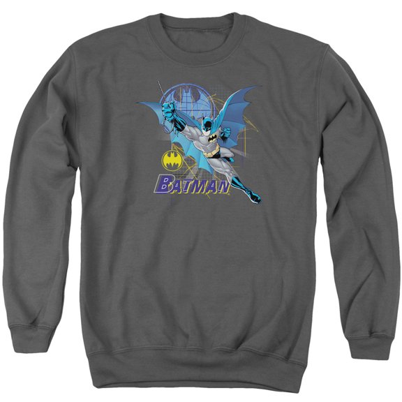 Batman Cape Outstretched Adult Crewneck Sweatshirt Charcoal